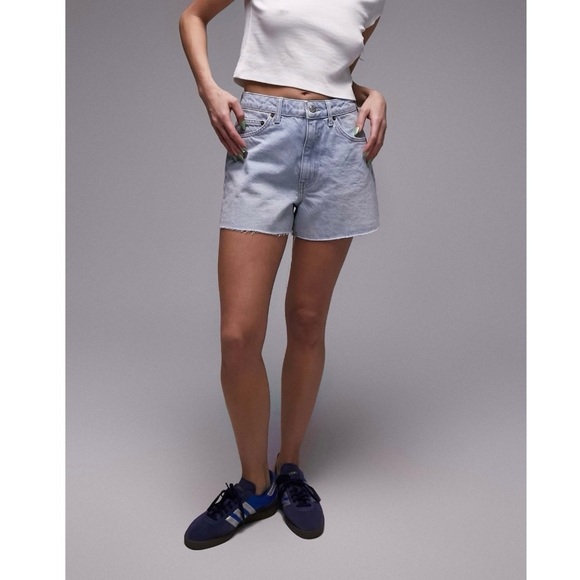 Topshop Pants - TOPSHOP Denim Shorts A-Line Mom Shorts Bleach Wash